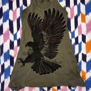 Hawk graphic t-shirt dress embroidered racerback